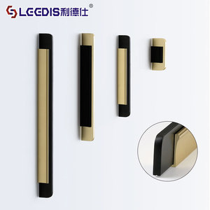 Lcedis Modern Cabinet Handle Aluminum Alloy Rectangle Minimalist Furniture Drawer Door Hardware Black Gold Finish - Product Image 1