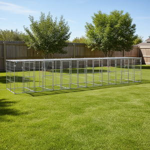 Silver Galvanized Steel Dog Kennel Rectangular Outdoor Durable <b>Large</b> Breed Pet House Furniture - Product Image 2