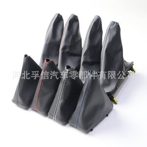 Cache-poussière en cuir pour pommeau de levier de vitesse FX-803 pour Ford, avec surpiqûres noires, rouges et bleues, et housse individuelle pour frein à main - Product Image 3