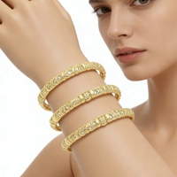 Ensemble de bracelets en cuivre plaqué or 14 carats de style européen luxueux avec design sphérique, bracelets élégants pour femmes en gros