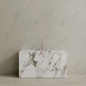 2025 meiyani โต๊ะเครื่องแป้งหินหินอ่อนแบบเย็บติดพื้นในห้องน้ำดีไซน์ใหม่โต๊ะเครื่องแป้งยืนฟรีพร้อมลิ้นชักหินที่เผาแล้ว - Product Image 5