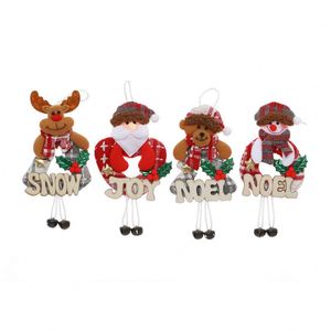Santa Snowman Tuần Lộc gấu gỗ chữ tag Cây giáng sinh trang trí với mặt dây chuông giáng sinh bóng & cây đồ trang trí - Product Image 1