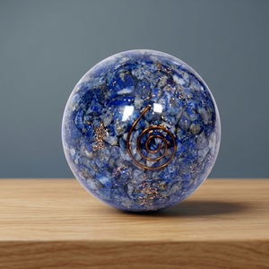 Spiritual Elementz Lapis Lazuli Agate <b>Crystal</b> <b>Sphere</b> Orgonite Ball Energy Generator Healing Chakra Gemstone Environmentally - Product Image 4