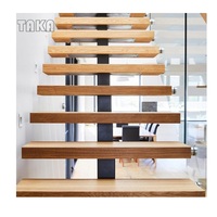 TAKA Escalier Intérieur Droit en Métal et Bois pour Maison, Villa ou Hôtel – Résistant à la Corrosion