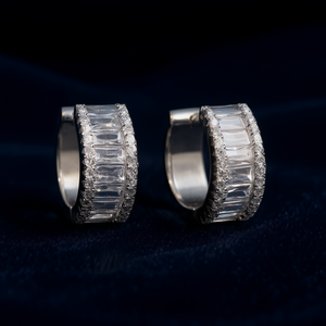 Orecchini di Lusso in Oro Bianco con Diamanti Taglio Smeraldo Colore D Naturale Certificati per Matrimonio da Donna - Product Image 2