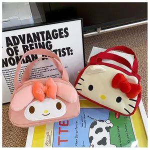 Bolsa de mão de lona HK Cat para meninas, bolsa grande de armazenamento para moedas e coelhos, presente de aniversário Kawaii para namorada, desenho fofo