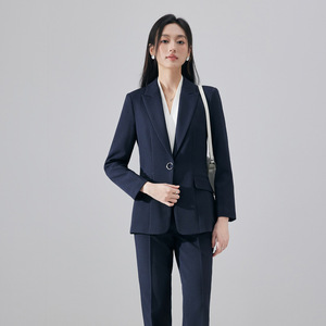 Women's Professional Suit Set Gray Polyester Elegant Slim Fit For Office Workwear Spring Autumn Commute Interview Wear - Product Image 4