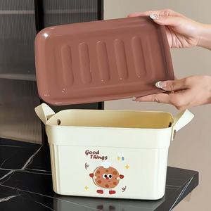 Cartoon <b>Storage</b> <b>Box</b> With Lid Large Capacity Plastic Organizer For Toys Snacks Sundries Rectangular Sealed Container - Product Image 1