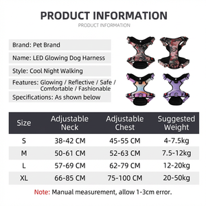 LED Luminous Dog Harness Night Safety Glowing Pet Vest USB Rechargeable Adjustable No-Pull Chest Strap for Large Dogs - Product Image 5