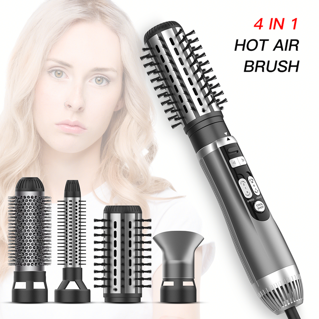 4 in 1 Hot Air Styler Rotary Head Professional One Step Hair Volumizer Brush Hair Dryer and Straightener Sets