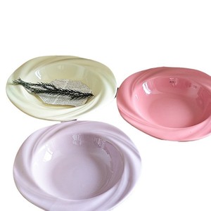 Assiette en peluche courte style crème, motif floral simple sous glaçure, pour <span class=keywords><strong>la</strong></span> maison, restaurant, et plats occidentaux, modèle chapeau de <span class=keywords><strong>paille</strong></span> - Product Image 5