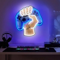 Letrero Luminoso LED con Forma de Mando de Videojuegos, Control Remoto con Regulador de Intensidad, Tamaño/Color Personalizable, Decoración de Pared para Sala de Juegos