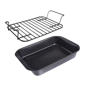 Non Stick Rectangular Deep Turkey Roaster Carbon Steel Roasting <strong>Pan</strong> With Rack - Product Image 4