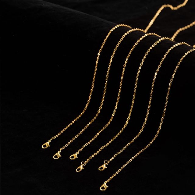 Stainless Steel Necklace Chains Bulk,18K Gold Plated DIY Cable Link Chains for Jewelry Making