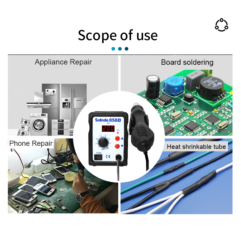 Soldeerstation 858D 700W 110V/220V Hot Air Gun LED Digitale Soldering Desoldering BGA ESD Warmtepistool Solder Rework Station Last Reparatie Gereedschap (Kleur: Set-3) (Set Soldeerstation 858D 700W 110V/220V Hot Air Gun LED Digitale Soldering Desoldering BGA ESD Warmtepistool Solder Rework Station Last Reparatie Gereedschap (Kleur: Set-3) (Set