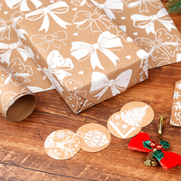 Papier cadeau kraft recyclable de luxe imprimé sur mesure 80 g/m², série de Noël haut de gamme, décoration de fêtes, super blanc