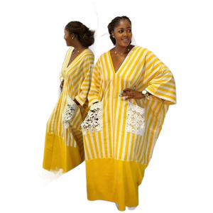 Dashiki Africano da Donna Transfrontaliero 2026 Nuovo Stile Vacanza a Righe con Scollo a V a Maniche Lunghe in Poliestere Lavorato a Maglia Vestibilità Ampia Taglie Forti - Product Image 5