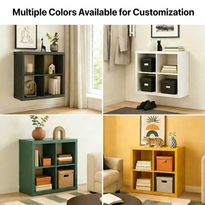 Estante de Almacenamiento de Madera de 4 Cubos de Nuevo Diseño, Organizador Multicolor de Pared o Independiente para Sala de Estar, Dormitorio u Oficina en Casa - Product Image 4