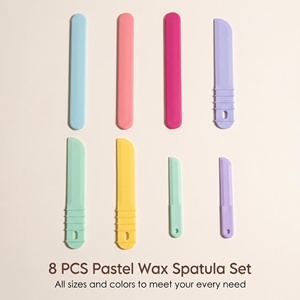 Ensemble de spatules en silicone pastel, plusieurs tailles, poignée antidérapante, bâtonnets applicateurs de cire dure réutilisables pour salon et épilation à domicile - Product Image 1