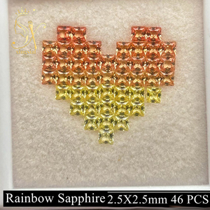 Giá bán buôn phòng thí nghiệm tạo ra đá quý cho vòng đeo tay vòng cổ DIY 2.5x2.5 Mét Công chúa cắt cầu vồng Sapphire tổng hợp Ruby Corundum - Product Image 4