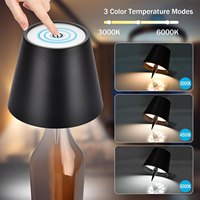 Lámpara de Escritorio LED Recargable Barata al por Mayor, Lámpara Inalámbrica Tipo Botella para Decoración del Hogar, Fiestas, Restaurantes, Bares, Cafeterías, con Alimentación por Batería