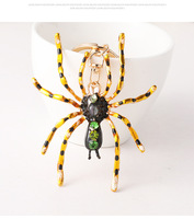 Breloque de sac pour femme en forme d'insecte araignée, style Hip Hop, scintillante, 3D, en métal, avec strass en cristal, porte-clés araignée