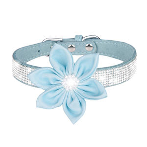 Muestras de accesorios para perros y mascotas, <span class=keywords><strong>Collar</strong></span> de cuero PU con diamantes de imitación ostentosos, para perro y correa - Product Image 2