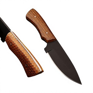 Couteaux de chasse avec manche en résine alvéolée, lame noire thermolaquée, bord lisse, utilisation en camping en plein air, acier inoxydable - Product Image 1