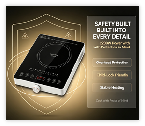 Placa de Inducción Táctil de 2200W para Alquiler, Duradera, con Bobina CCA 16*27, Carcasa de Acero de Color Personalizado, para Cocina de Hotel o Apartamento - Product Image 6