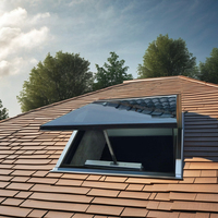 Fenêtre de toit moderne à cadre en aluminium, double vitrage trempé, lamellé-collé, pour jardin, avec persienne, sécurité intelligente et automatique