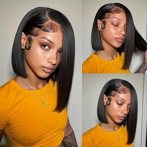 Peluca de Pelo Falso Bobo Bob, Conjunto de Pelo de Encaje Frontal, Gorro Pequeño, Transparente, Generación de Encaje, Fábrica de Pelucas de Mano, Superventas, 1, 2, 2, 1, 2, 2 - Product Image 4