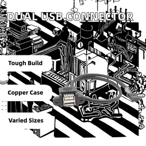Connecteur double USB femelle 9 broches à monter sur panneau, diverses longueurs (30 cm, 50 cm), faisceaux de câbles d'extension en cuivre, connecteurs d'alimentation - Product Image 3
