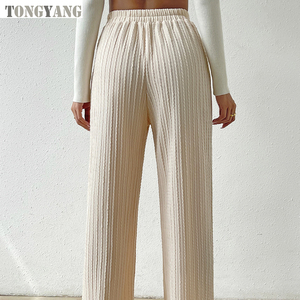 TONGYANG 2024 Hot Selling <strong>Women</strong> Knitted Wide Leg <strong>Trousers</strong> <strong>Elastic</strong> High <strong>Waist</strong> Solid Color Casual Loose Straight <strong>Women</strong> Long Pants - Product Image 6