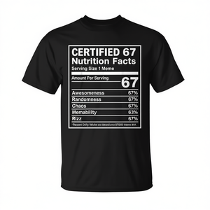 67 <b>Meme</b> Nutrition Facts <b>T</b>-<b>Shirt</b> Six Seven Gen Alpha Z Design - Product Image 2