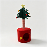 Tour pour chat en forme de sapin de Noël, petit condo en bois avec griffoir intégré, mobilier d'intérieur pour animaux de compagnie, centre d'activités et maison de jeu
