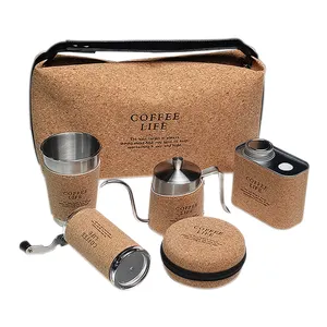 Kapalı açık seyahat kahve çanta manuel kahve makinesi kiti paketi ile Set arapça kahve üzerine dökün çay takımları