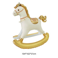 Ballon en aluminium en forme de cheval en bois 3D style INS pour la décoration de fond de fête d'anniversaire pour garçons et filles