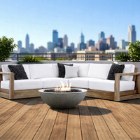 Ensemble de meubles de jardin en teck SIGMA Premium, style minimaliste moderne, canapé, table à manger et chaises, pour l'extérieur