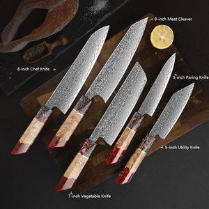 Juego de 5 <span class=keywords><strong>cuchillos</strong></span> de cocina Damasco con caja, núcleo japonés VG10 de 67 capas, juego de <span class=keywords><strong>cuchillos</strong></span> de chef ultra afilados con mango de resina, regalo para cocineros - Product Image 5