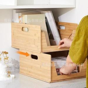 Wooden Stackable <b>Storage</b> <b>Box</b> Rectangle Solid Color Stacking <b>Kitchen</b> Office Use - Product Image 1