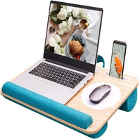 Bureau portable pliable en bambou avec tapis de souris et support pour téléphone, idéal pour le télétravail, couleur et logo personnalisables
