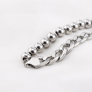 yunnique Titanium Steel Chain Beaded <b>Bracelet</b> Geometric <b>Ball</b> Design Unisex Jewelry - Product Image 2