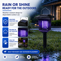 Lampe anti-moustiques solaire haute tension pour extérieur, tue-moustiques électrique, placement 4 directions, anti-mouches UV pour jardin et allée