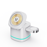 Support de chargeur sans fil magnétique 3 en 1 avec charge rapide Type-C 15W, rotation à 360 degrés pour téléphone, montre connectée et écouteurs