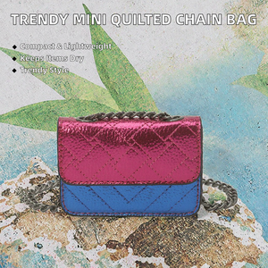 Niche Design European American Fashion Trendy Quilted Chain PU Waterproof Women's Cute <b>Mini</b> Color-Block Small Square <b>Bag</b> Zipper - Product Image 2