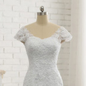 Backless Lace Mermaid Wedding Dress Sweetheart Neckline Cap Sleeve White Polyester Fiber Natural Waistline 2026 New Style - Product Image 2