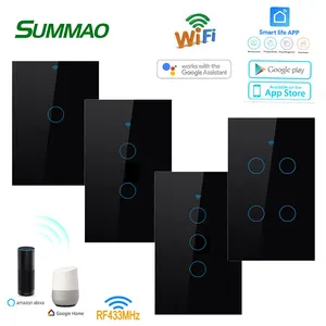 10A Glasscheibe AU US American Standard Smart WIFI Light Touch elektrische Schalter 1/2/Gang Wi-Fi-gesteuerter Power-Wand schalter