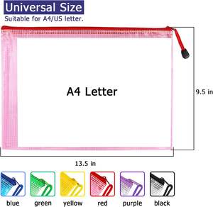 ملفات بلاستيكية بشعار مخصص للأعمال والمكاتب، حقيبة وثائق شبكية ملونة، ملف A4 شفاف، حقيبة للوثائق - Product Image 3