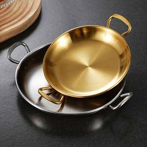 Custom Logo 304 Stainless Steel Serving <strong>Trays</strong>/Plates - Gold Double-Handle for Snack, <strong>Candy</strong>, Fruit, Fried Chicken &amp; BBQ - Product Image 1