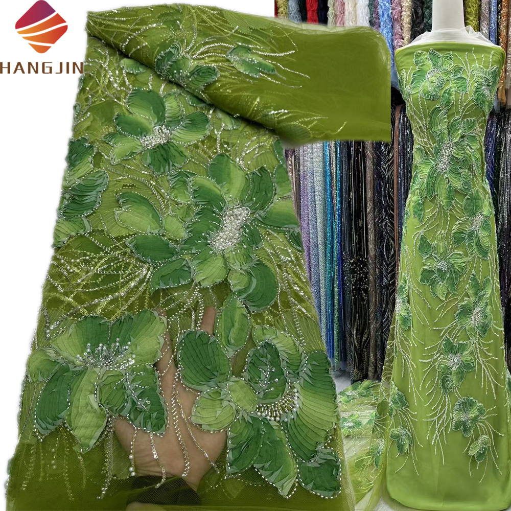 green emerald velvet dress Sage Green Beaded Lace Fabric by Yard